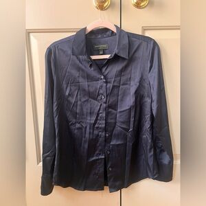 Banana Republic Navy Blue satin button down shirt